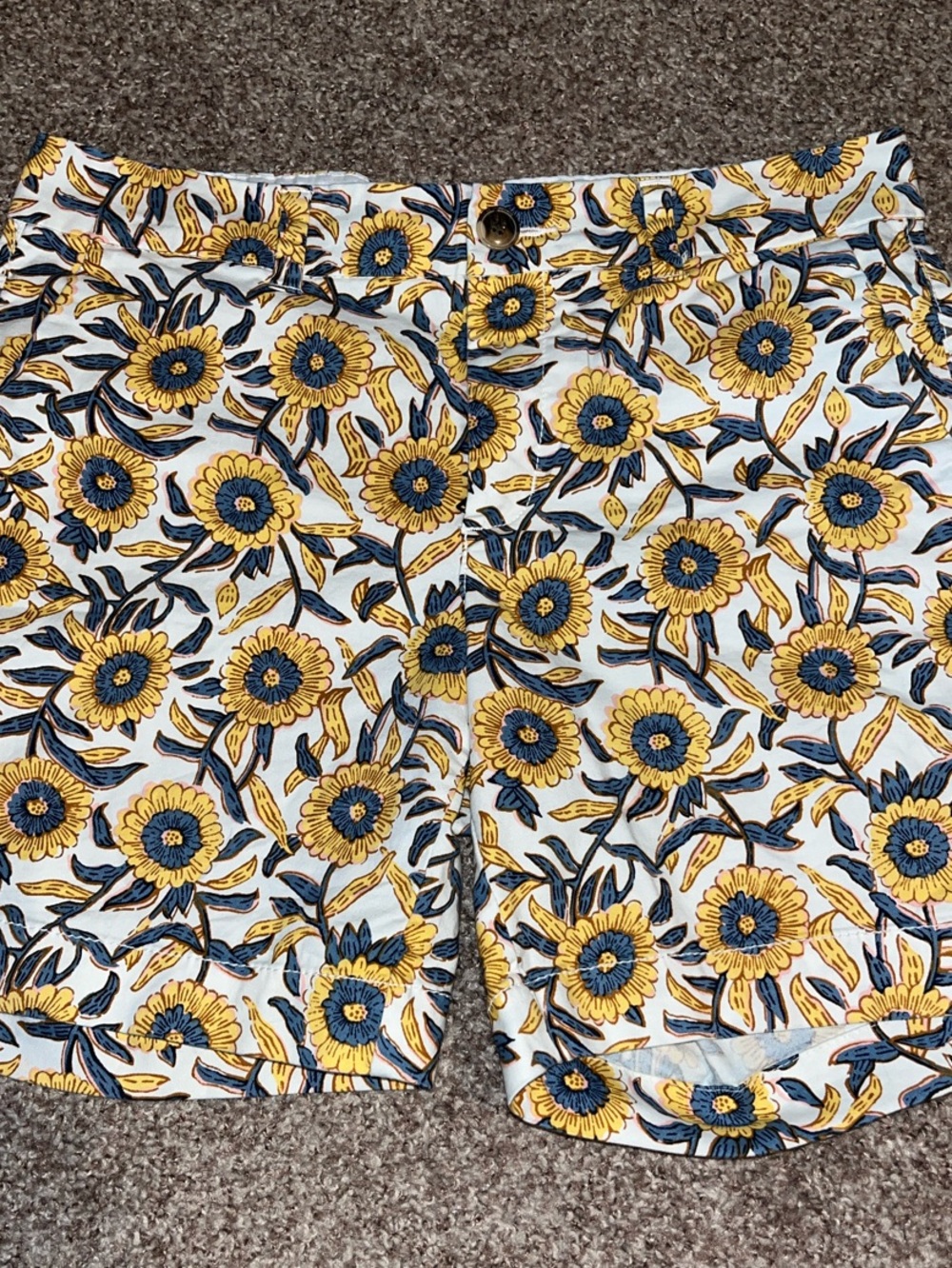 Old Navy White Shorts with Yellow and Blue Floral Print